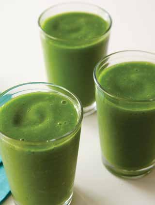 smoothies 3-4 SERVINGS GREEN PARADISE 1 cup packed spinach 1 cup pineapple chunks 1 cup frozen mango chunks 1 small banana ½ cup ice 1½ cups coconut
