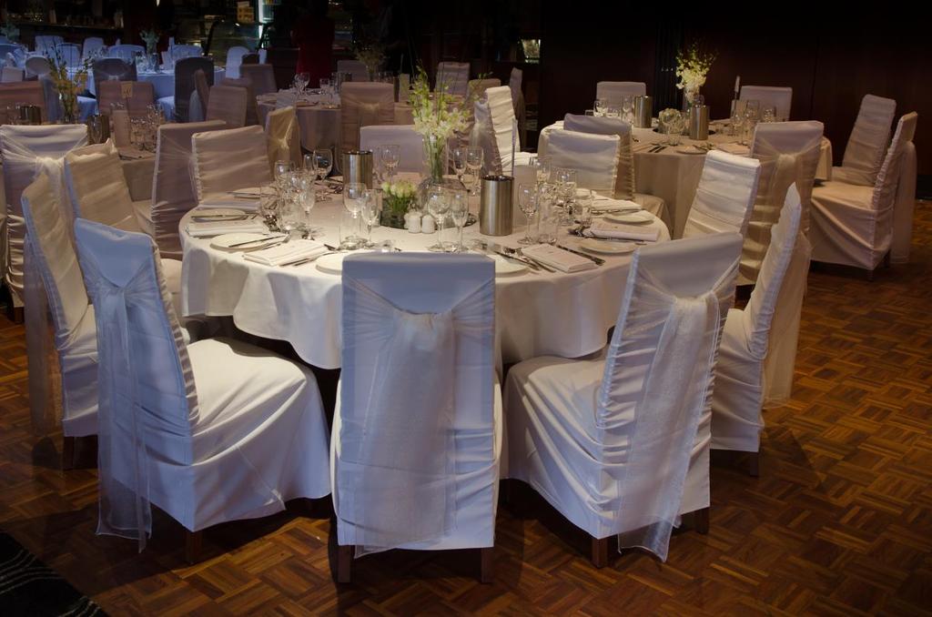WITH OUR COMPLIMENTS Complete room set up including white linen tablecloths & serviettes Private area for pre dinner drinks & canapés (subject to availability) Tailored menus for guests with special