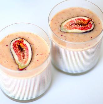 8. High Protein Fig ½ cup coconut water ½ cup Greek yogurt 2 fresh figs ½ cup