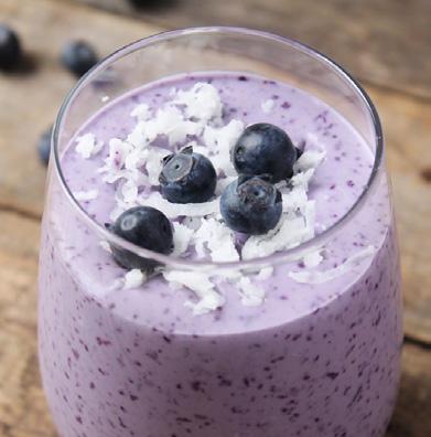 3. Coconut Blueberry Protein ½ cup Greek yogurt ½ cup coconut water ¼ cup