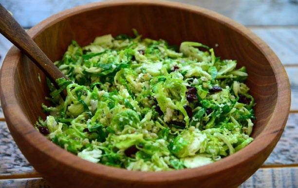 BRUSSEL SPROUT & WALNUT SALAD 25 Brussel Sprout & Walnut Salad INGREDIENTS 5-6 lbs brussel sprouts 1 clove garlic (½ tsp minced) 1 shallot (about 2 Tbsp) 1/3 Cup extra virgin olive