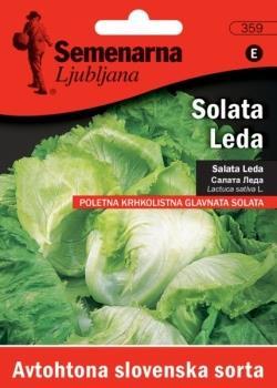 SOLATA LEDA Slovenska glavnata krhkolistna solata, ki dobro prenaša vročino in gre pozno v cvet. Glave so velike in kompaktne. Listi so svetleče, rumeno zelene barve, rob lista je valovit in nazobčan.