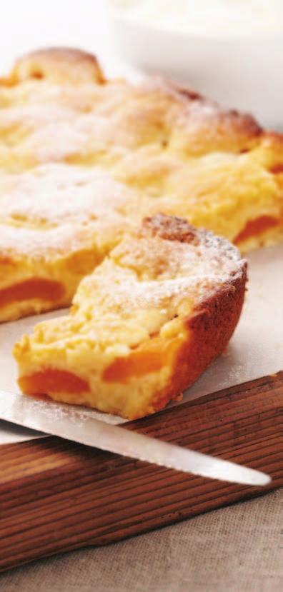 Desserts and Cakes Apricot Shortcake A crunchy buttery cake with a soft fruit filling.