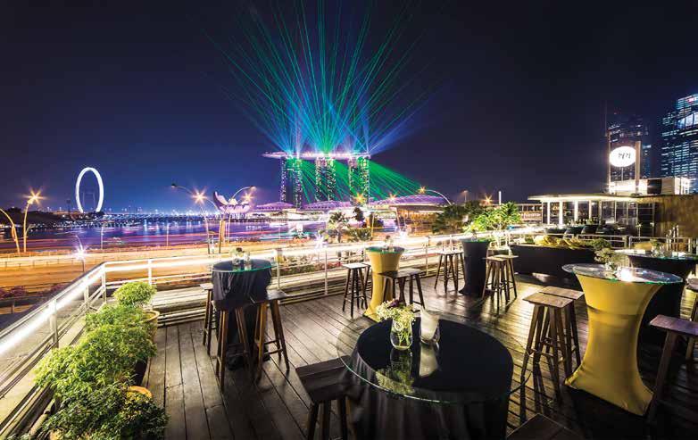 new developments around Marina Bay. The Rooftop serves from a Drinks and Bar Bites menu, with the food being prepared in the kitchen of 1919 Restaurant one floor below.