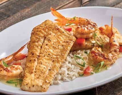 Roma Tomatoes. 730 cals 21.59 Grilled Seafood Trio A trio of our most popular grilled seafood.