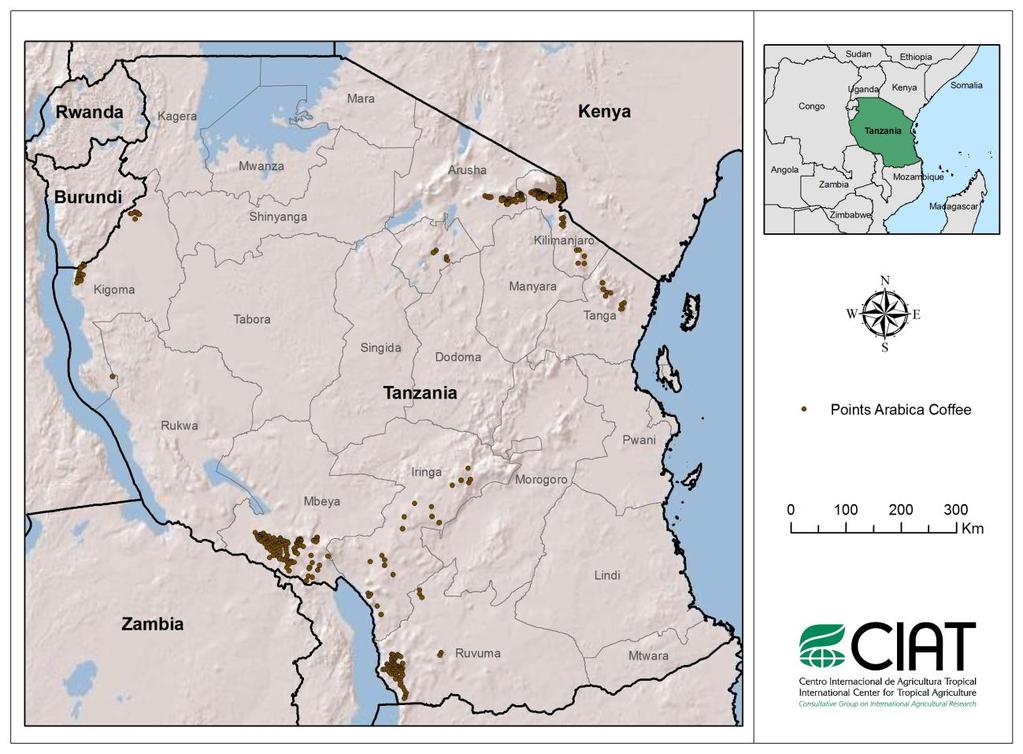 the Iringa and Ruvuma regions and the highlands between Lake Tanganyika and Lake Nyassa in the Mbeya region; and (iii) on the Burundi border in the Kigoma region (Figure 1).