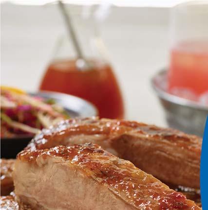 Peach Glazed Spareribs 2 racks Smithfield Extra Tender Pork Spareribs, membrane removed smoking, soaked in water and drained (optional) Glaze: 1 cup peach jam ¼ cup chili sauce 2 tablespoons white