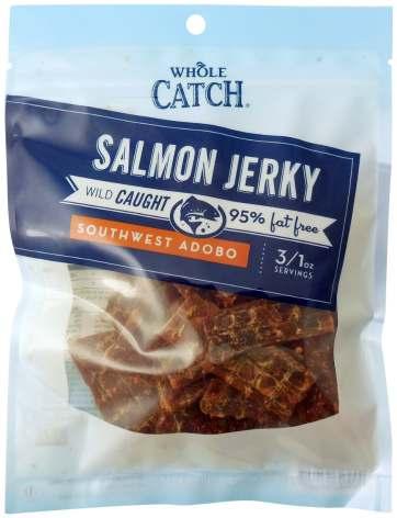 Whole Catch Salmon Jerky with Southwest Adobo Flavor Whole Foods United States Event Date: May 2015 Price: US 6.99 EURO 5.38 Description: Salmon jerky with Southwest adobo flavor, in a plastic sachet.