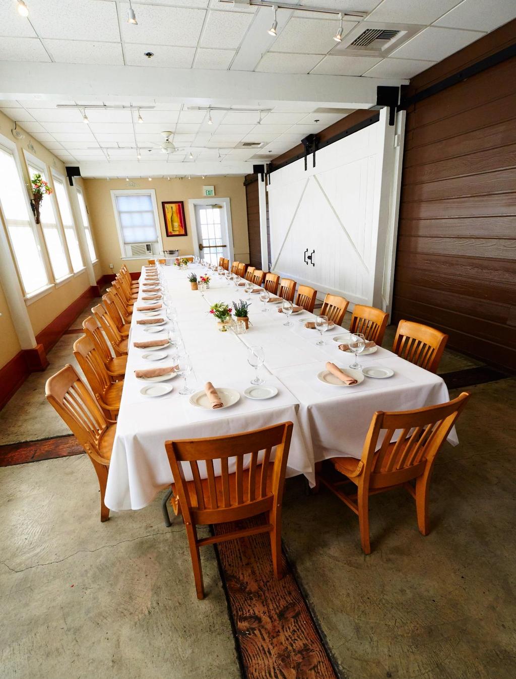 Our Private Room Our private dining room can hold up to 60 seated guests, or up to 100+