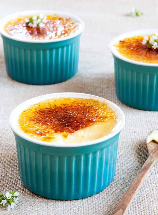 Crème brûlée serves 6 60 min parties 500 ml double or whipping cream 6 egg yolks 40 g sugar 1 tsp vanilla essence Extra castor sugar, to brûlee Place the cream in an enamel or stainless steel