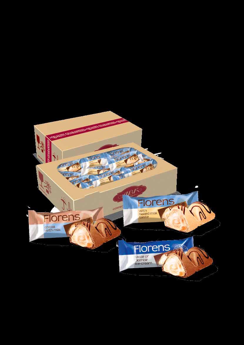 FLORENS Wafer sweets "Florens" non-lazed, arnished wafer sweets in the form of double crispy wafer pyramids Non-lazed product is perfect for summer heat consumption and transportation Liht weiht: