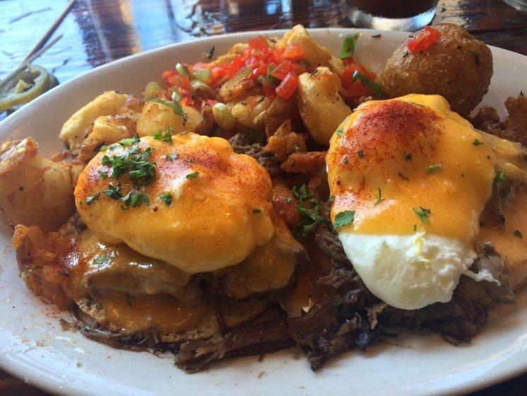 Truckstop Wake Up With: Tri-Tip Benedict Claiming that their food is larger than your appetite, Truckstop is guaranteed to have the heartiest breakfasts in Pacific Beach.