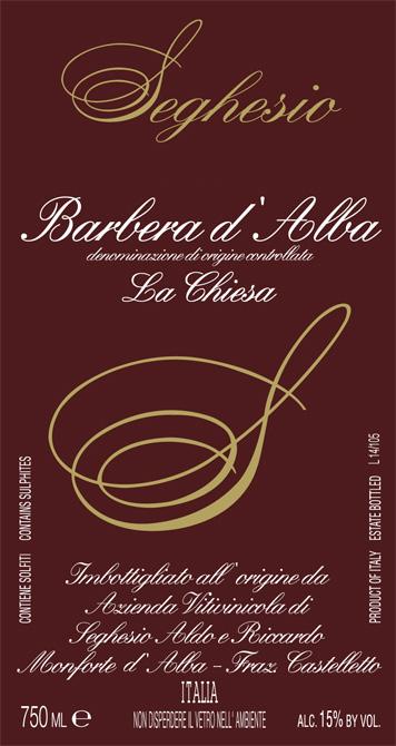 Barbera d Alba La Chiesa Appellation: BARBERA D ALBA DOC Cru: Vigneto della Chiesa Vineyard extension (hectares): 0.