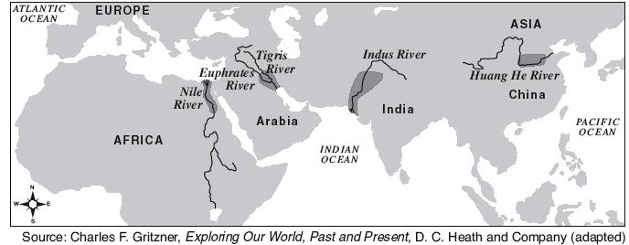 Base your answer to question on the map below and on your knowledge of social studies.