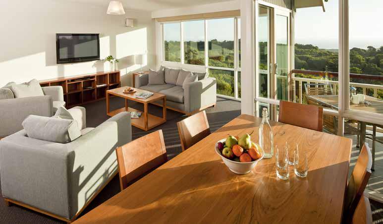 ACCOMMODATION LEISURE FACILITIES DINING & BARS GOLF ACCOMMODATION RACV Cape Schanck Resort offers ocean view rooms or fully self-contained villa style accommodation.