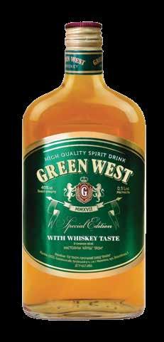SPIRIT DRINK TM «GREEN WEST» Rectified ethyl alcohol «LUX», Сrystal clear artesian water, Taste aromatic «Oak extract»,