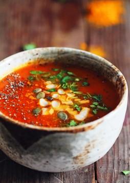 TURMERIC TOMATO DETOX SOUP Serves : 2 * 5 oz cherry tomatoes, rinsed and cut in halves * 1 can diced tomatoes with their sauce * ½ cup low-sodium vegetable stock * 1 small onion, finely diced * 2