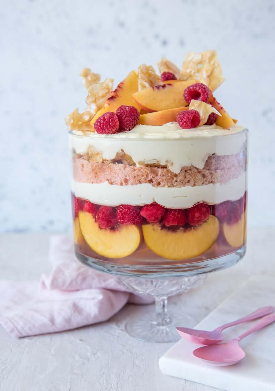 Raspberry White Chocolate Peach Melba Trifle Impress your guests with this beautifully layered Trifle. It s so easy to make and tastes divine!