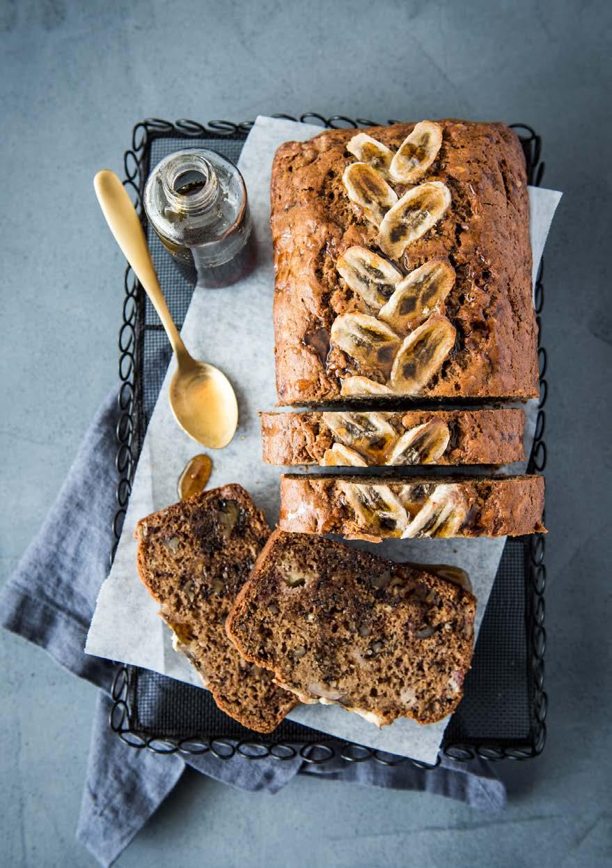 Banana Bread with Vanilla Maple Glaze SERVES: 8 PREP: 20 MIN COOK: 60 MIN DIFFICULTY: EASY The smell of freshly baked Banana Bread will bring everyone to the kitchen.