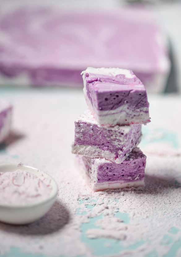 Unicorn Marshmallows SERVES: 18 PREP: 20 MIN + SETTING DIFFICULTY: EASY Add a little magic to your marshmallow!