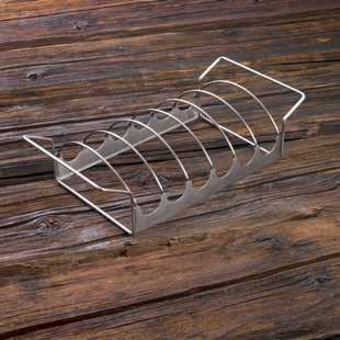 This rack holds multiple fish on the grill, with adjustable brackets to accommodate different sizes. Brackets pointing up: fish is belly downwards.
