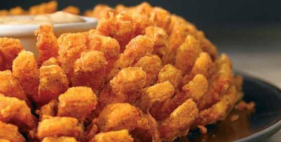 BLOOMIN ONION AUSSIE-TIZERS S BLOOMIN' ONION An Outback Original! Our special onion is hand-carved, cooked until golden and ready to dip into our spicy signature bloom sauce. 8.