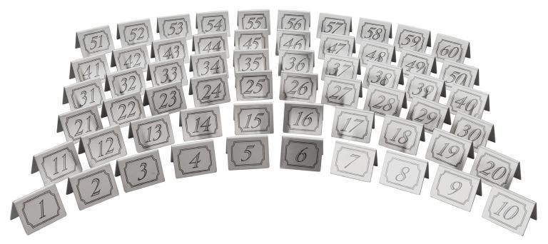 Table top Numbers Stainless Steel Table Nos. Number Sets 13.