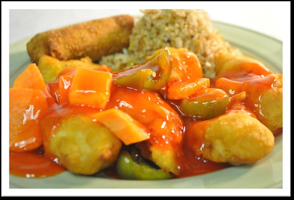 #11 SWEET AND SOUR CHICKEN Breaded white meat chicken battered and fried, served