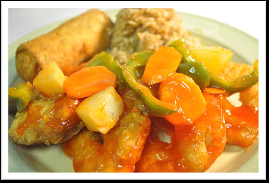 #12 SWEET AND SOUR SHRIMP Breaded Shrimp battered and fried, served with our
