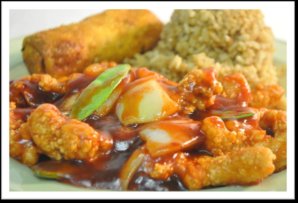 #28 GENERAL TSAO'S CHICKEN Lightly breaded white meat chicken tossed in our