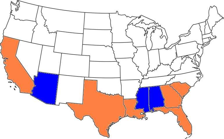 United States Locations CA ACP and HLB ACP only AZ TX LA MS AL GA SC FL Greening Spread Through the Years 2005: Florida 2009: Louisiana,