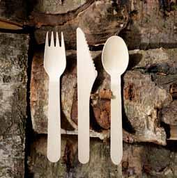 manufactured from Birchwood. Our Wood Cutlery is made of renewable, recyclable and biodegradable material sourced from well managed forests. Cutlery is soldier packed.