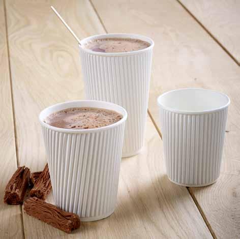 4 Insulated WHITE TRIPLE LAYER Paper Cups Hot drink board cups with attached insulating jackets for handling comfort and insulation. Cups can also be custom-printed.