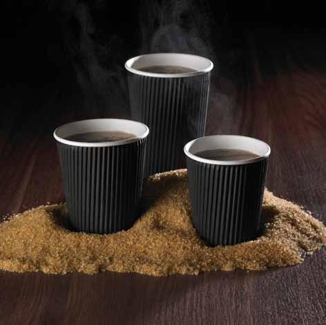 Insulated BLACK TRIPLE LAYER Paper Cups Hot drink board cups with attached insulating jackets for handling comfort and insulation. Cups can also be custom-printed.