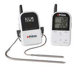 Remote Thermometer Measures grill and food temperatures.