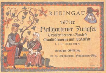 1971 Hallgartener Jungfer Riesling BEERENAUSLESE