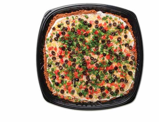 party trays other fresh trays Messicano Platter This platter is layered with refried beans, sour cream, ripe olives, fresh tomatoes & green onions, and topped with Monterrey jack & cheddar cheese.