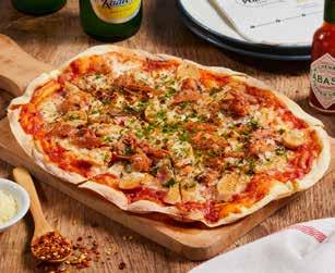 crust pizza with tomato sauce, mozzarella
