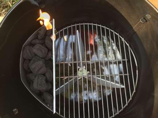 I place one starter cube in the charcoal