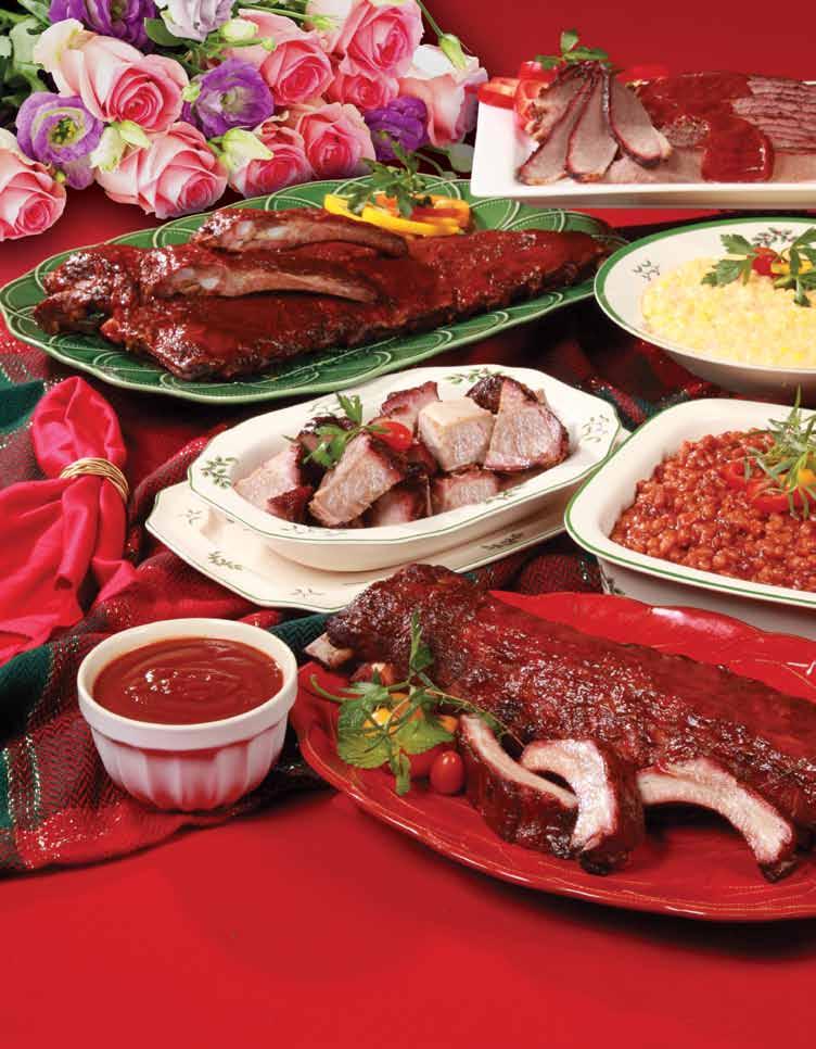 Summer Feast Summer Feast Serves 6-8 We offer an outstanding sampling of our famous Bar-B-Que for your outdoor gathering, office party, or family dinner.