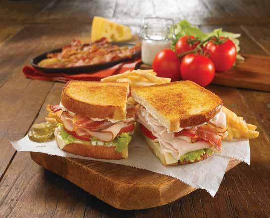 69 Big House BLT We pack extra flavor into this classic with six strips of Applewood smoked bacon, fresh lettuce, sliced tomato and mayonnaise on toasted sourdough bread (Cal 1300-1350) 7.