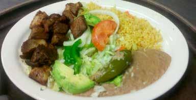 grilled T-bone steak covered with ranchera sauce & served with Spanish rice, refried beans & tortillas. 17.35 Carne Asada An 8 oz.