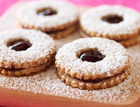 Almond Linzer Cookies 1 cup whole almonds(blanched or natural) 2 cups all purpose flour 1/2 tsp ground cinnamon 1/2 teaspoon salt Zest of one small lemon 1 cup unsalted butter, room temperature 3/4