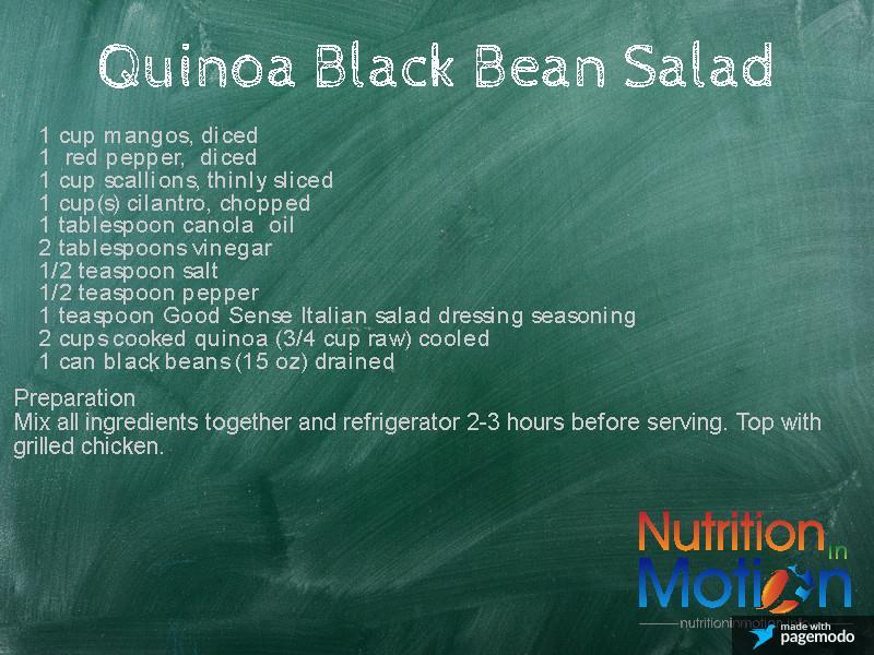 beans (15 oz.) drained 1. Mix all ingredients together and refrigerate 2-3 hours before serving. 2. Top with grilled chicken.