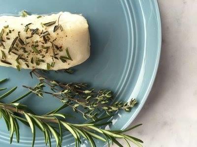 Recipe #12: Baked Halibut Source: Gathered Table 1 tablespoon minced fresh rosemary 1 tablespoon minced fresh thyme 1 pound wild halibut salt and pepper, to taste 1 tablespoon extra-virgin olive oil