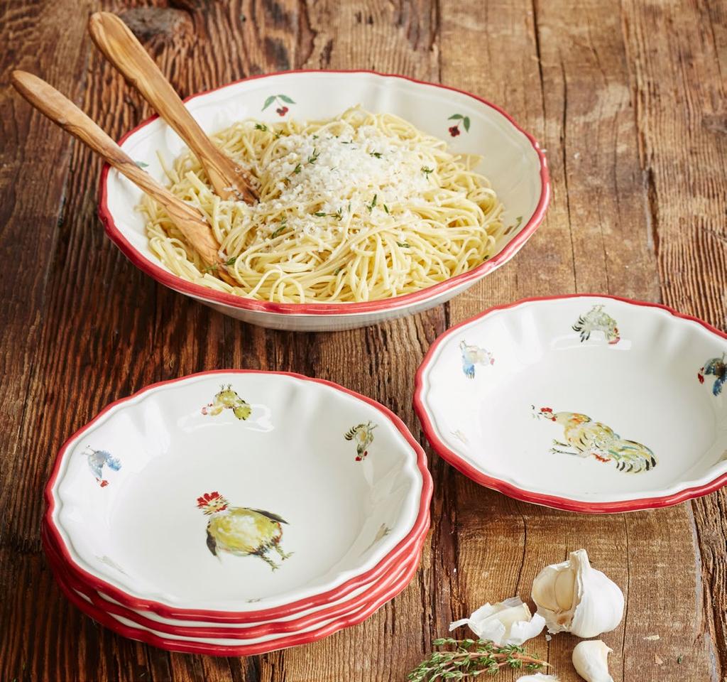 4-Piece Set Serving Bowl Handcrafted in Italy CHICKEN PASTA BOWLS Perfect