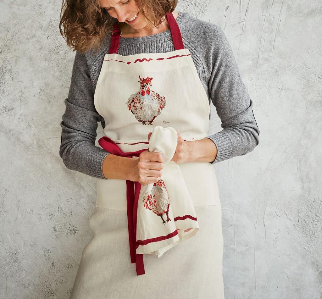 Luxurious linens 100% linen aprons and towels from the Pépin collection are specially washed for a wonderfully soft, broken-in feel.