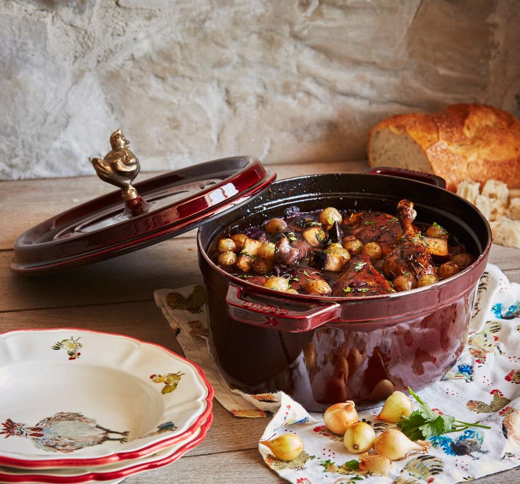 Staub Coq au Vin Only $ 249 96 Handmade in France A FALL FAVORITE FROM STAUB The ultimate vessel for cooking and presenting the classic French chicken dish coq