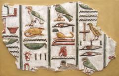 The use of hieroglyphics a form of writing that used images to express sounds and meanings likely began in this period.