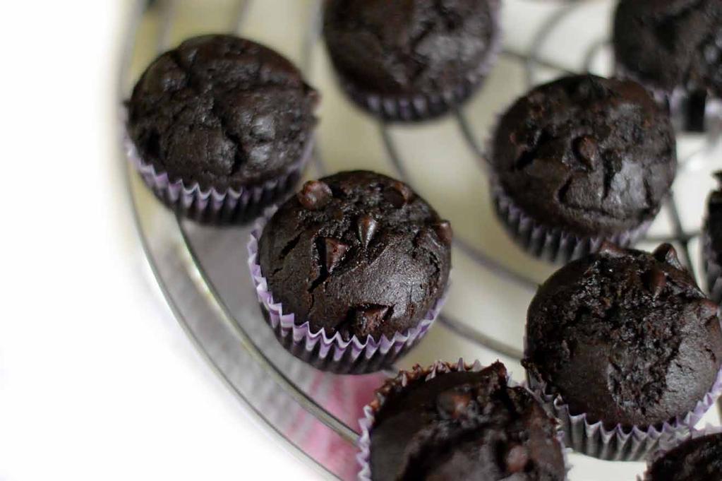 mini chocolate muffins - take me alongs 1 large egg ¼ cup of chocolate chips 2 tablespoon of cocoa powder A dash of salt 1 tablespoon of vanilla extract 1 cup all-purpose flour ½ cup of granulated